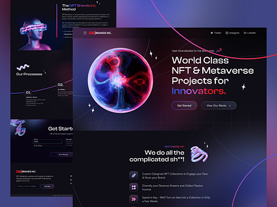 NFT & Metaverse Landing page 🌈 3d ai ar blockchain crypto cyber game gradient intelligent magic metaverse nft nftconcept p2e payment token tokenomic ui vr website