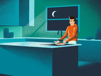 Being Apart alone cooking cooking alone covid 19 grainy shadow heavy shadow illustration kitchen lonely quarantine stay at home