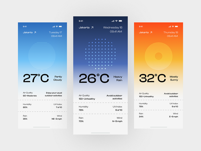 Foreca - Weather Forecast App app clean forecast gradient minimal minimalist mobile mobile app mobile design simple temperature typography ui weather weather app
