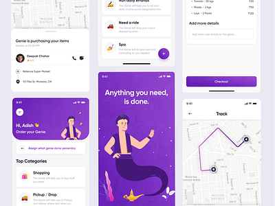 A genie booking app. 3d animation app booking app branding design galaxy graphic design icon illustration logo motion graphics ui ux vector