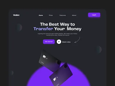 Fintech Startup Landing Page card dark finance fintech graphics header landing minimal nft