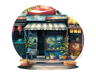 Morning coffee architecture cafe city coffee digitalpainting discovery facade hanoi illustration journey light nature print street streetart streetfood traveling