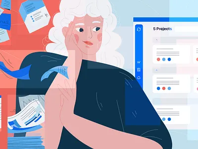 Project management tool 2d app characterdesign concept digital illustration effective work efficient illustration organised productive work productivity project management projects sotfware task team tool work