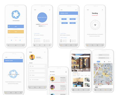 Community Siren/Safety app communitysafetyapp design fullappdesign mobileapp safetyapp ui