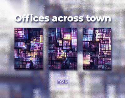 Offices across town architecture inspiration art colorful art creator design interior nft offices posters town urban living