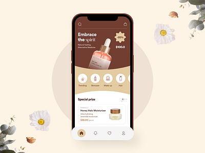 Cosmetic app concept app cosmetic ecommerce homescreen mobile product shopping ui ux