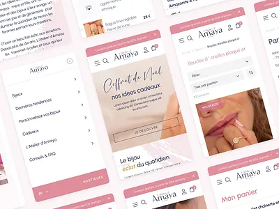 Atelier d'Amaya Website agence amaya atelier bijoux cart design dnd ecommerce home magento mobile navigation product search ui website