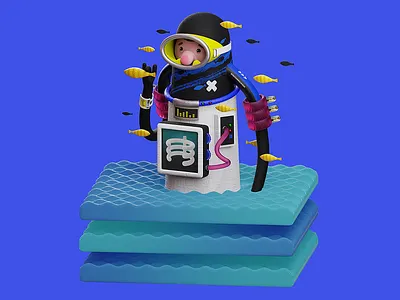 "Scuba X-Ray Thingy Ink'd up" 3d interpretation 3d illustration