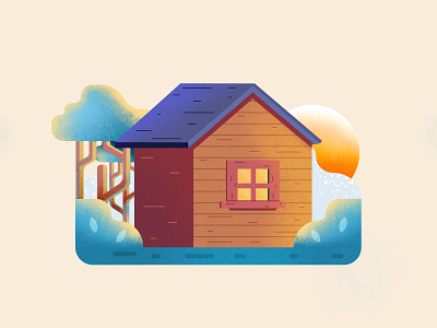 Wooden house in the forest 2d abstract adobe adobe illustration adobe photoshop art artwork clean colorful design designer digital art flat graphic design illustration minimal modern photoshop simple vector