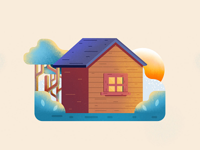 Wooden house in the forest 2d abstract adobe adobe illustration adobe photoshop art artwork clean colorful design designer digital art flat graphic design illustration minimal modern photoshop simple vector