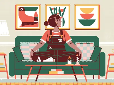 Living Room character digital editorial folioart home illustration michael driver