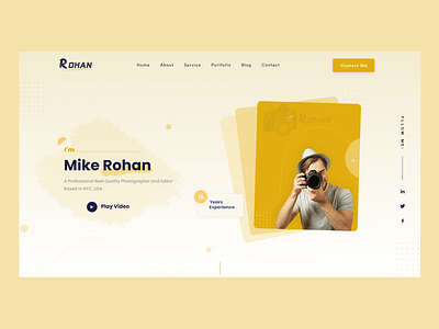 Rohan Photographer Portfolio Template design graphic design illustration photographer portfolio typography ui ux vector