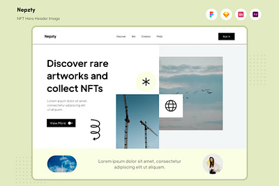 Free Nepzty - NFT Hero Header Image app branding colleague design design agency graphic design header image hero header illustration nepzty nft nft hero sketch teamwork technology ui ui design ux ux design website