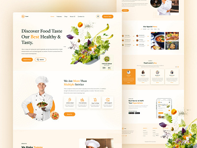 Food Landing Page: Restaurant Order Website Design clean delivery food food app food delivery service food order fruit healthy interface italian japaniese landing page minimalist restaurants trendy ui ui design uiux webdesign website design