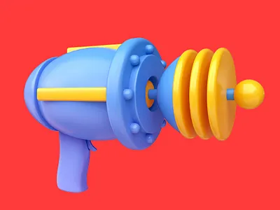 Alien gun 3d alien blaster cartoon concept cosmos funny gun invasion laser render scifi space toy war weapon