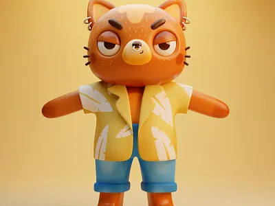 3D cat character 3d 3dillustration 3dmodel blender character character design illustration motion graphics