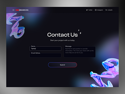 Contact Us Page ☎️ 3d ar contact contact us design desktop illustration input field landing page marble metaverse nft product design render request ui vr website