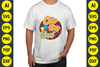 Cow Boy Dad Sublimation T-Shirt Design best t shirt design bundle dad design graphic design gym gym t shirt design papa t shirt design typography