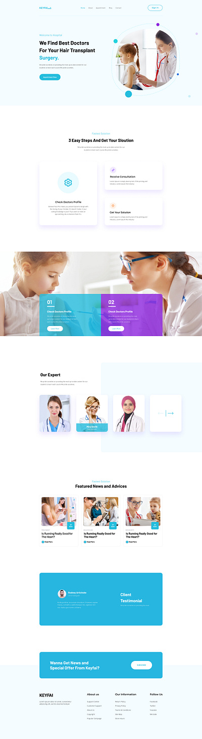 Keyafai Helth PSD Template Design clinic company design doctor medical services ui ux website