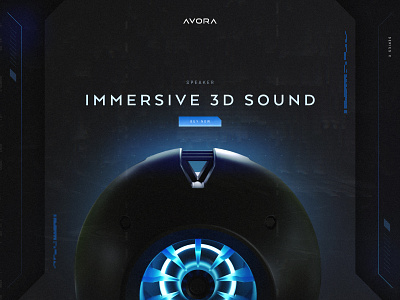 Avora 3d Speaker 3d dark futuristic header hero music render sci fi speaker ui web website