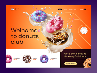 Donuts Club — Tasty Hero Page design donuts food landing tasty trend ui uiux ux web