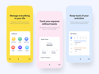 HeyLyf - All in One Life logging app app calendar app clean expense tracker heylyf journaling app logging app minimal mobile ui notes app onboarding ui sleep tracking spikeysanju thisux timeline ui ui ux uidesign ux uxdesign