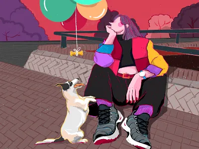 Dog doing trick - illustration archetype character design illustration vector