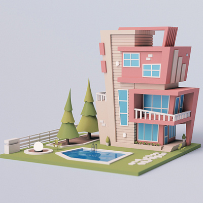 Cartoon Modern House modern modern house stylized