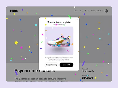 NFT Purchase confetti crypto design digital wearables ecommerce metaverse nft nfts ui web3