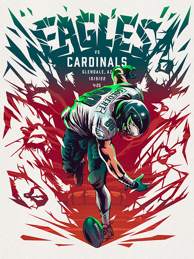 Eagles vs. Cardinals 88 arizona cardinals dallas goedert digital eagles football graphic design illustration nfl philadelphia poster sports texture