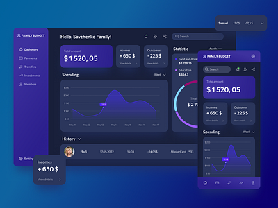 Dashboard design concept budget dashboard finance mobile ui ux web