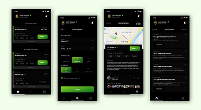 Football App For Players | Concept (Dark UI) app black dark design football games iphone mobile profile search soccer social ui user experience ux