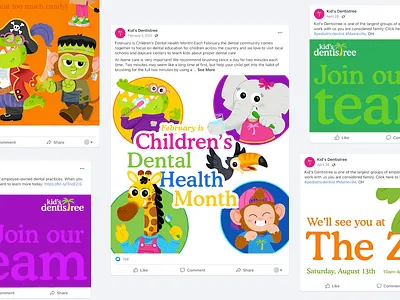 Kid's Dentistree Social branding design illustration media social