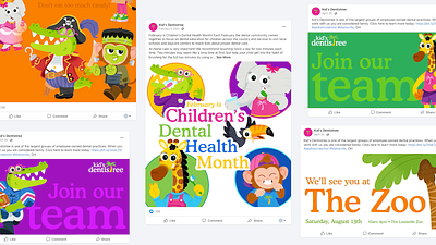 Kid's Dentistree Social branding design illustration media social