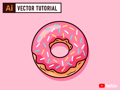 Create Vector Donut from Sketch - Tutorial adobe illustrator cute design dom designs donut flat design how to how to draw icon illustrator illustrator tutorial logo logo design pink simple design sketch to vector step by step tutorial vector youtube