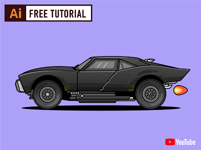 How to Draw Batmobile in Illustrator - Tutorial adobe illustrator bat mobile batman beginner tutorial car character design flat design flat vector graphic design how to draw cars logo simple step by step super hero tutorial vector illustration youtube