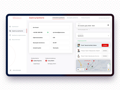 Meeting scheduler app (dashboard) booking calendar dashboard form inputs questionnaire sales representative tool schedule the meeting scheduler shadow box shadows