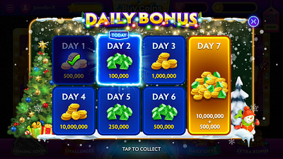 Daily Bonuses for the casino game branding casino design game illustration stlots ui ux