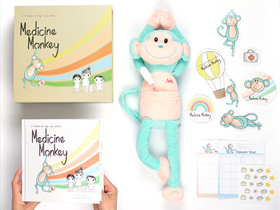 Medicine Monkey baby clothes baby decor baby goods baby packaging baby products branding children book children branding children illustration design illustration kids branding kids clothing kids decor kids designer kids illustration kids logo kids products toy illustration toy packaging