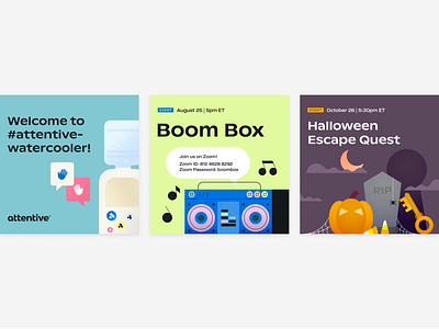 Internal Event Slack Images boombox branding design employee event erg event image halloween illustration internal event slack slack channel watercooler