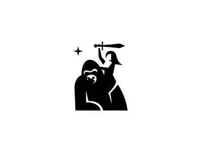 Gorilla and Woman Icon ape creative entertainment freedom gorilla icon king kong logo media minimal monkey sport warrior woman