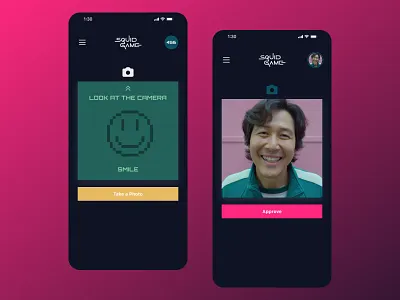 Squid Game Concept Mobile App branding figma illustration mobile app motion graphics uiu uı ux