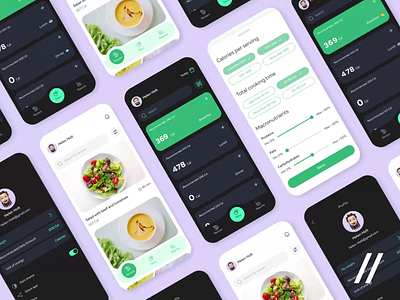 Calorie Counter App android animated animation app calorie counter design interaction interface ios mobile mobile app mobile ui motion motion design motion graphics nutrition recipes ui uiux ux