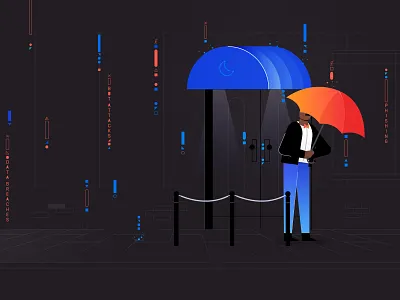 Attacks rain character design hackers illustration rain security umbrella vector vectors