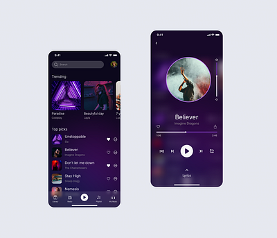 Music Player Mobile App UI design 2022 app design apps design branding clean ui design dark app figma graphic design inspiration mobile mobile app modern app design motion graphics music app music player radio app travel app trending uxdesign web design