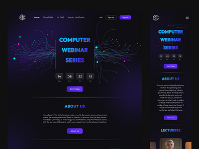 Computer Webinar Landing Page computer dark design graphic design landing landing page mobile purple technology ui uidesign uiux web webinar