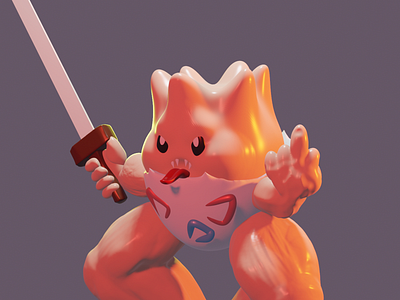 buff togepi 3d blender buff character drawing illustration nomad sculpt pokemon