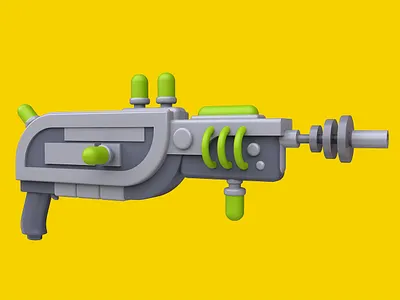 Acid gun 3d alien blaster cartoon concept gun raygun render scifi space technology toy war weapon