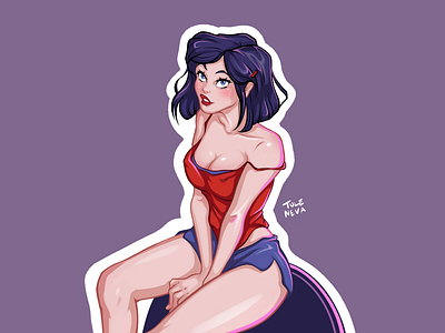 pin-up girl illustration 2d art 2d artist art cartoon character design design game art game chatacter gamedev girl illustration illustrator odesa pin up procreate ukrainian artist