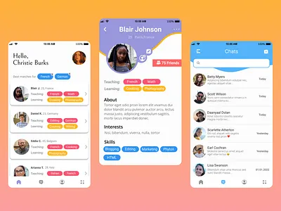 Skill exchange app app chat figma homepage mobile profile ui ux